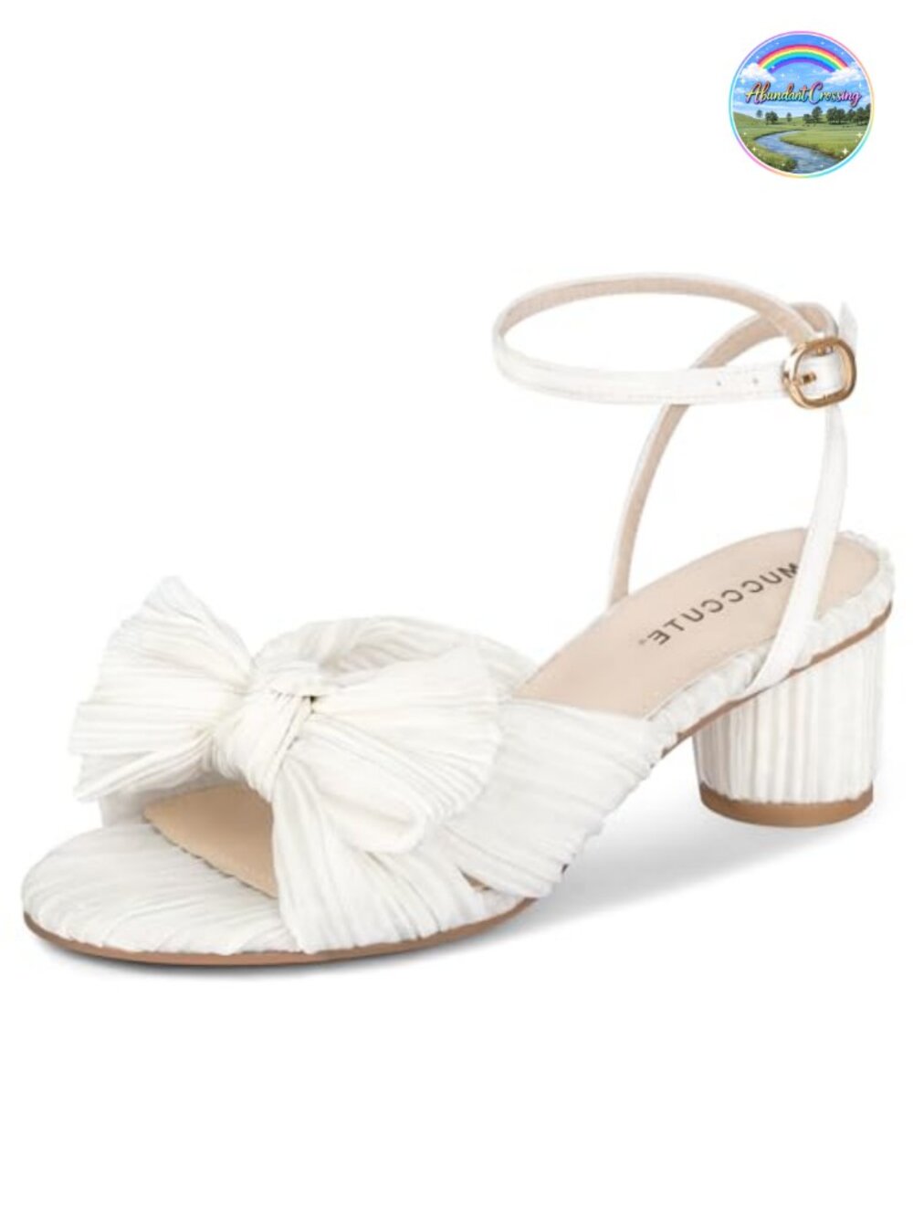 Women's Bow Knot Heeled Sandals Ankle Buckle Strap Chunky Heels